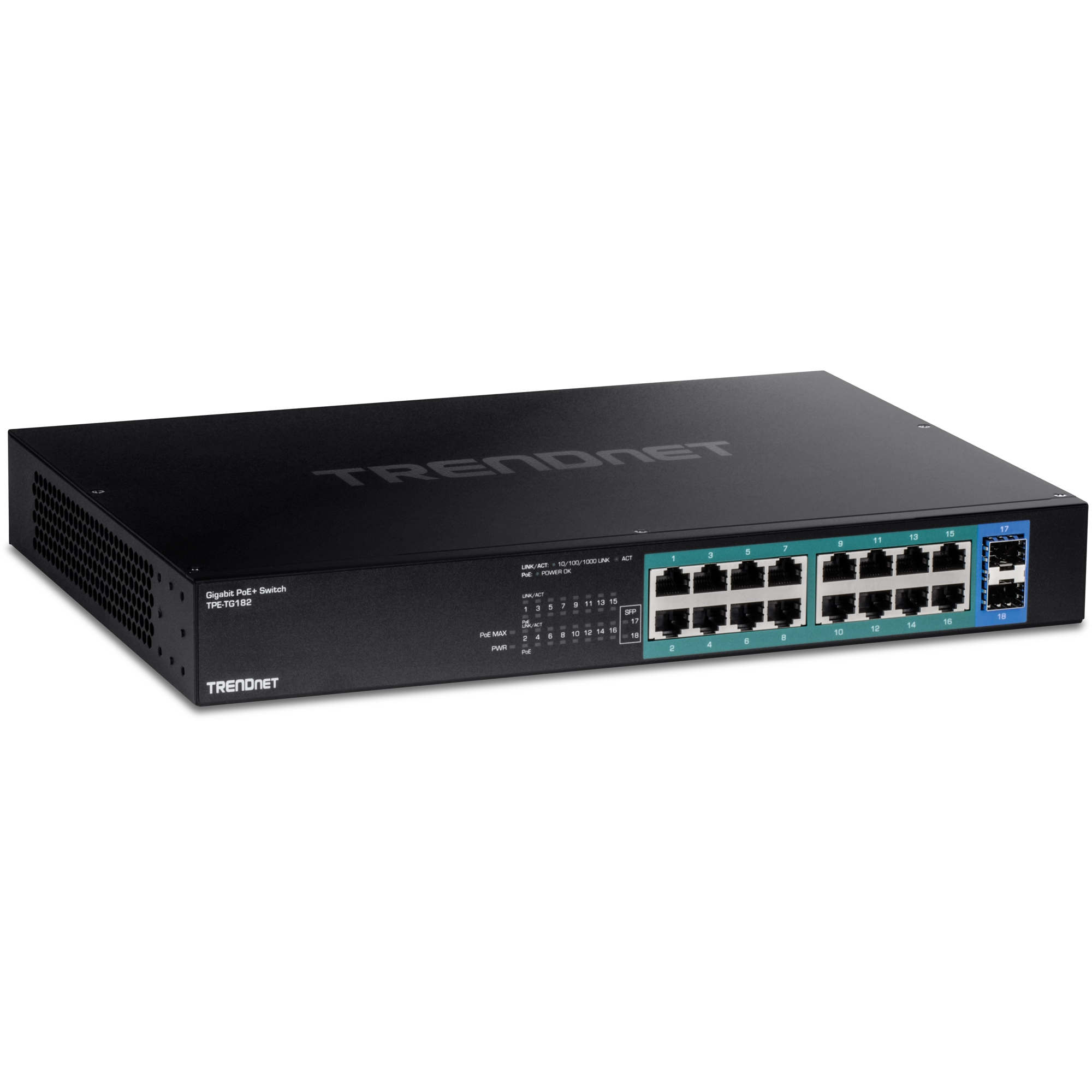 TRENDnet TPE-TG182 18-Port Gigabit PoE+ Switch, 240W PoE Budget