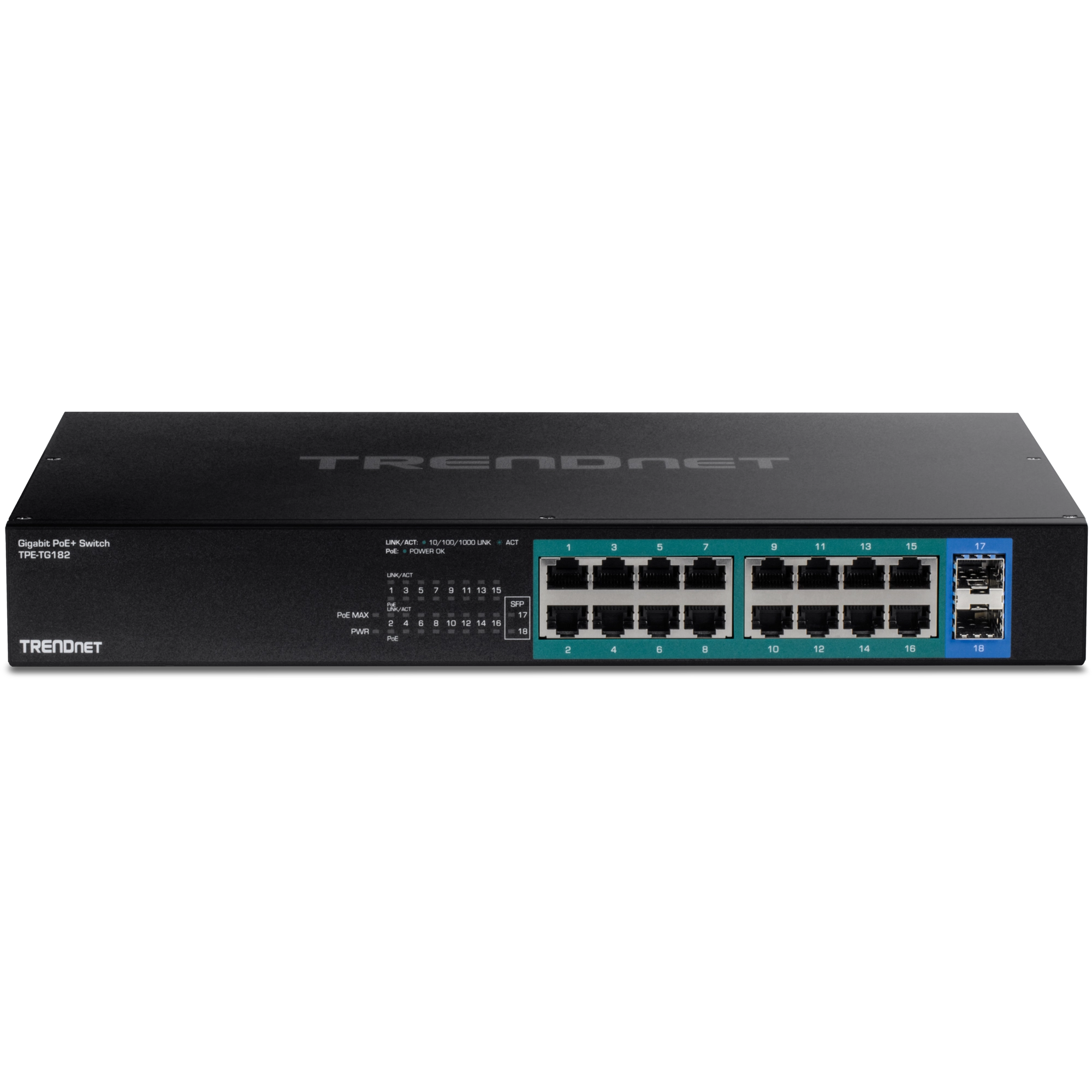 TRENDnet TPE-TG182 18-Port Gigabit PoE+ Switch, 240W PoE Budget