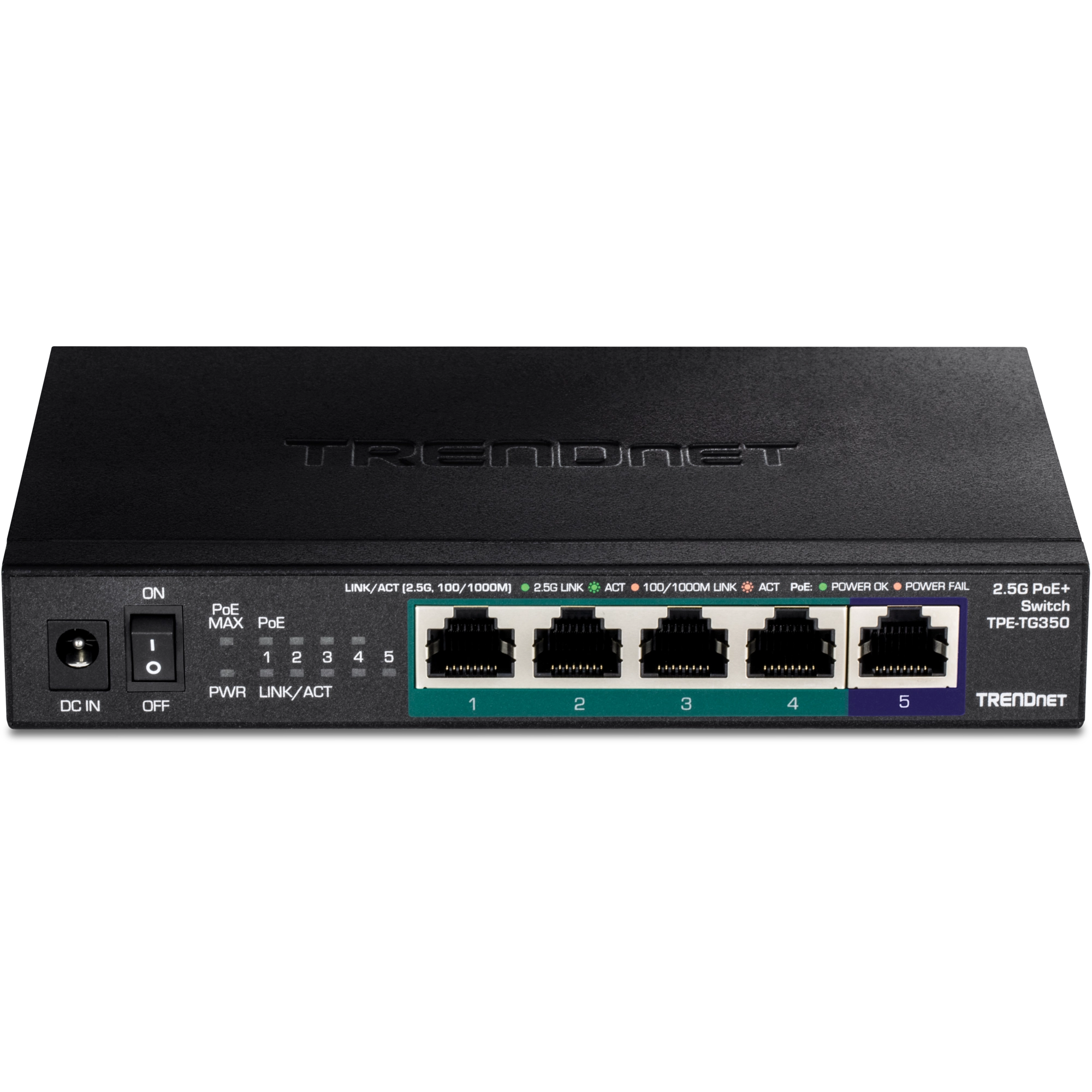 TRENDnet TPE-TG350 5-Port Unmanaged 2.5G PoE+ Switch