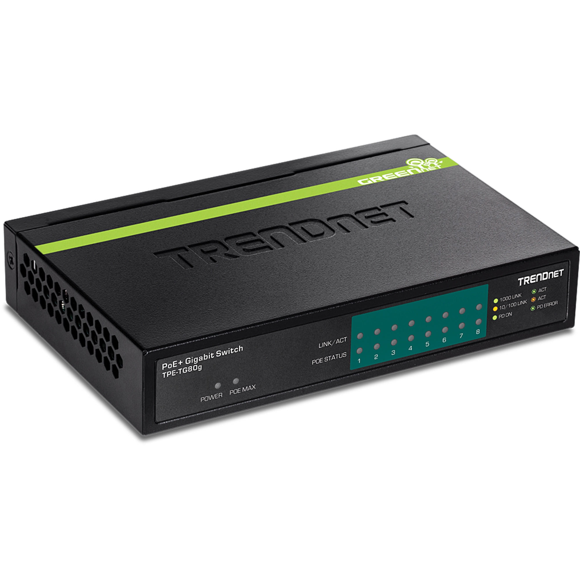 TRENDnet TPE-TG80g 8-port Gigabit GREENnet PoE+ Switch, 123W PoE Budget