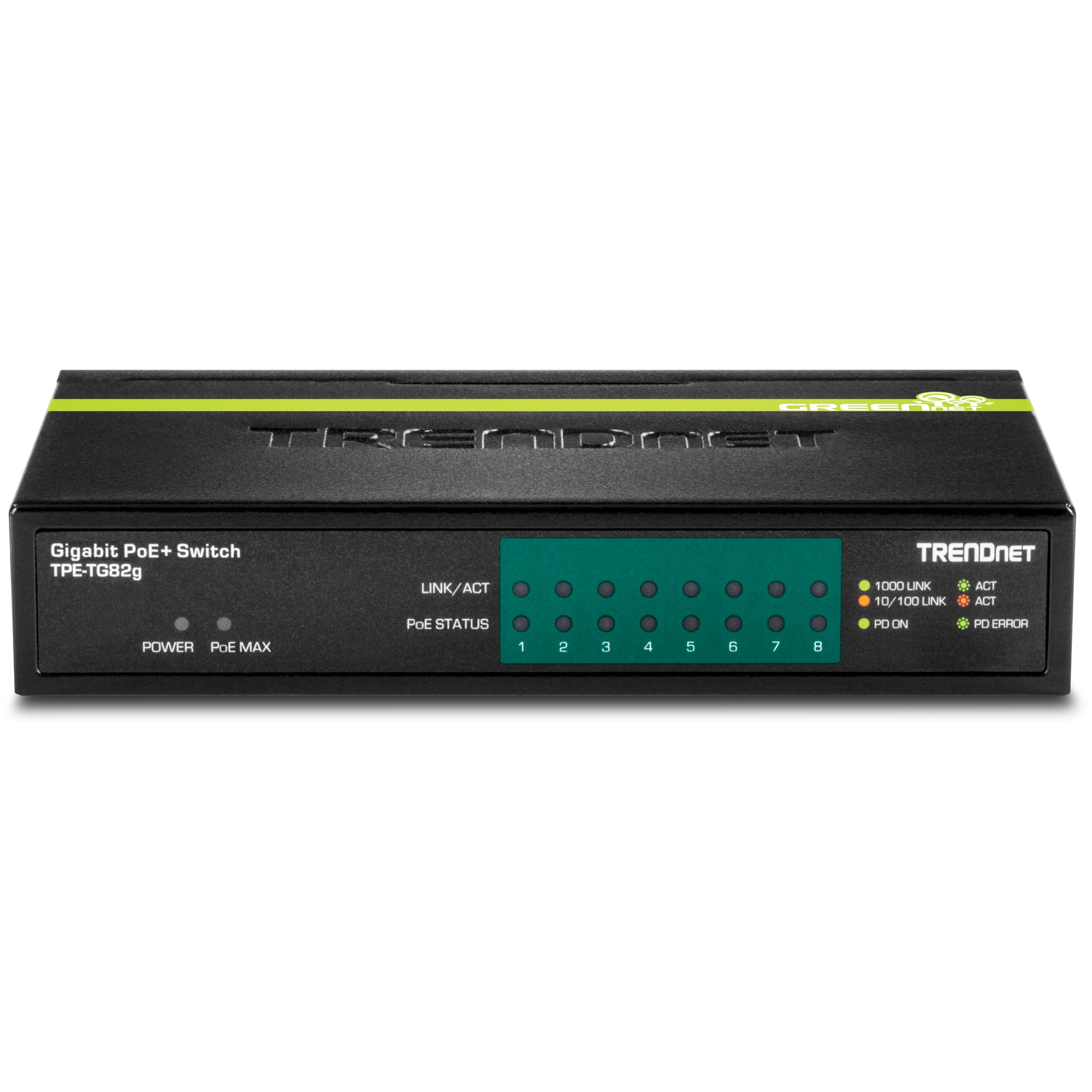 TRENDnet TPE-TG82G 8-Port Gigabit PoE+ Switch, 61W PoE Budget