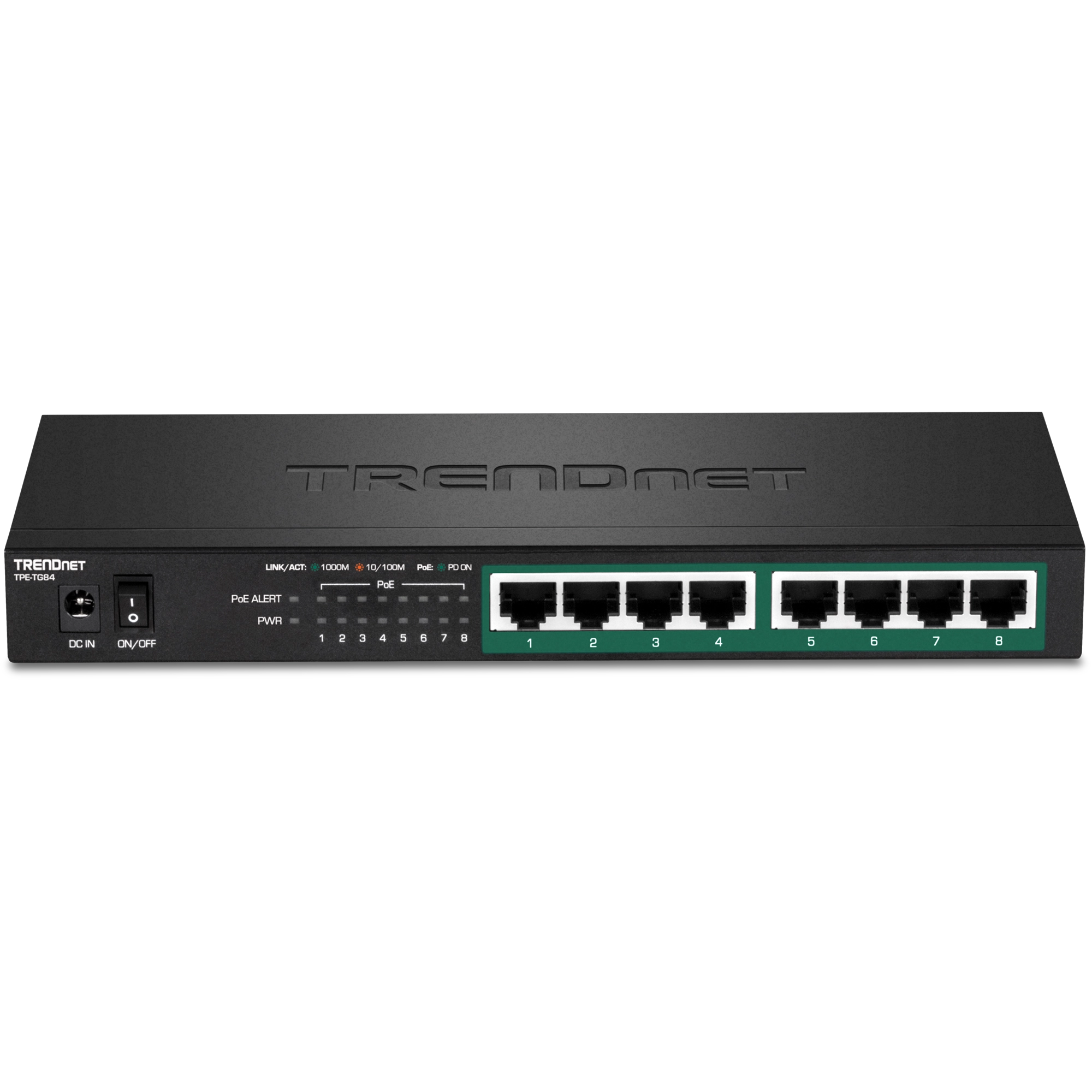 TRENDnet TPE-TG84 8-Port Gigabit PoE+ Switch, 120W PoE Budget