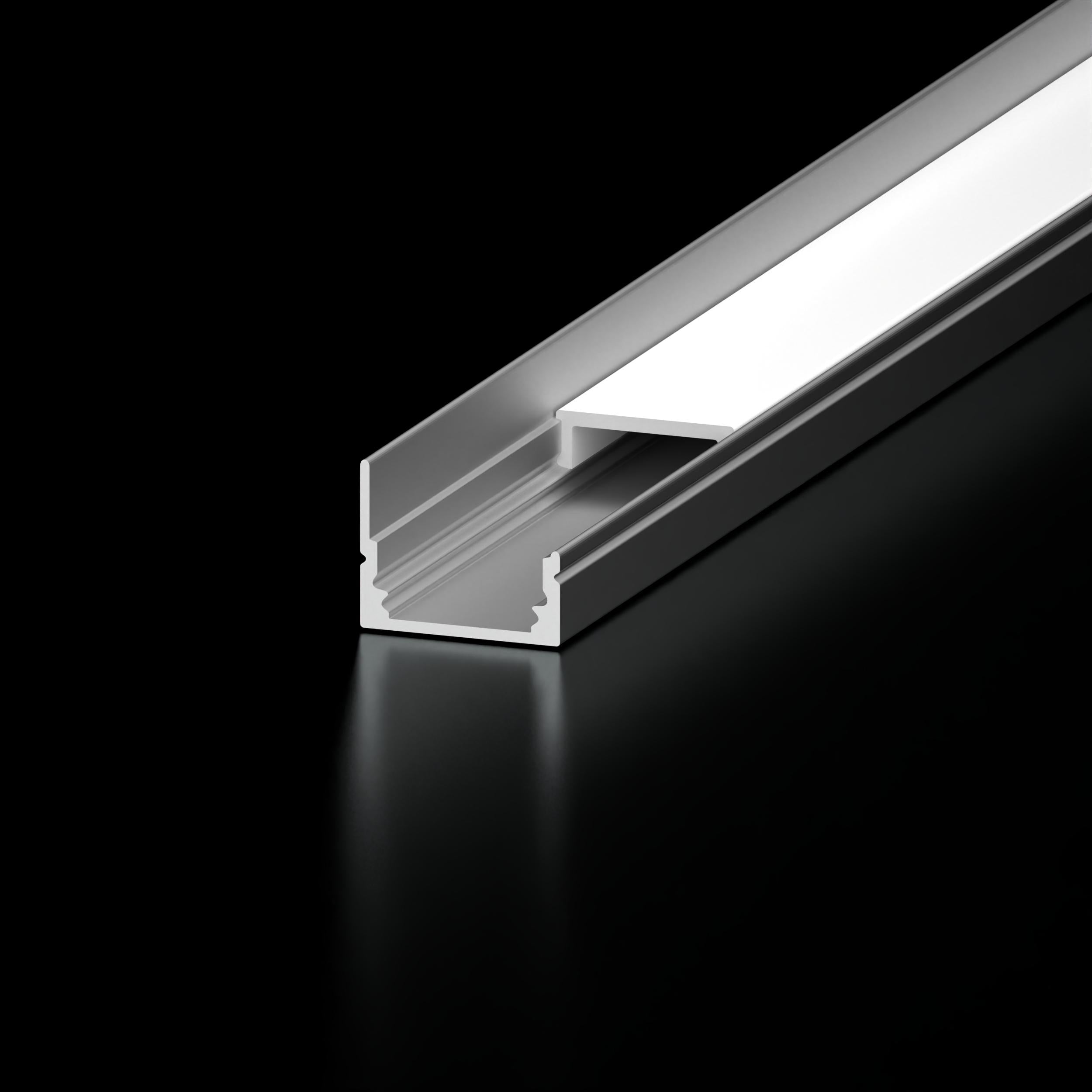 Diode Channel Bundle, S1 CUT-OFF, 96 in., Aluminum, Frosted Cover, 2 open end caps, 2 closed end caps, 4 rotating mounting clips