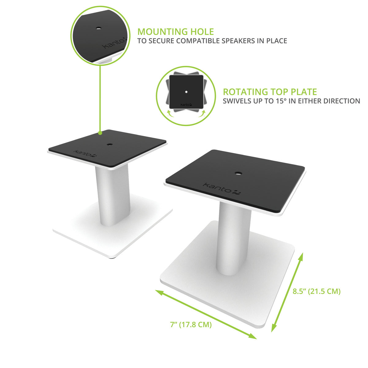 Kanto SP6HDW Pair - 6" Universal Desktop Speaker Stands - White