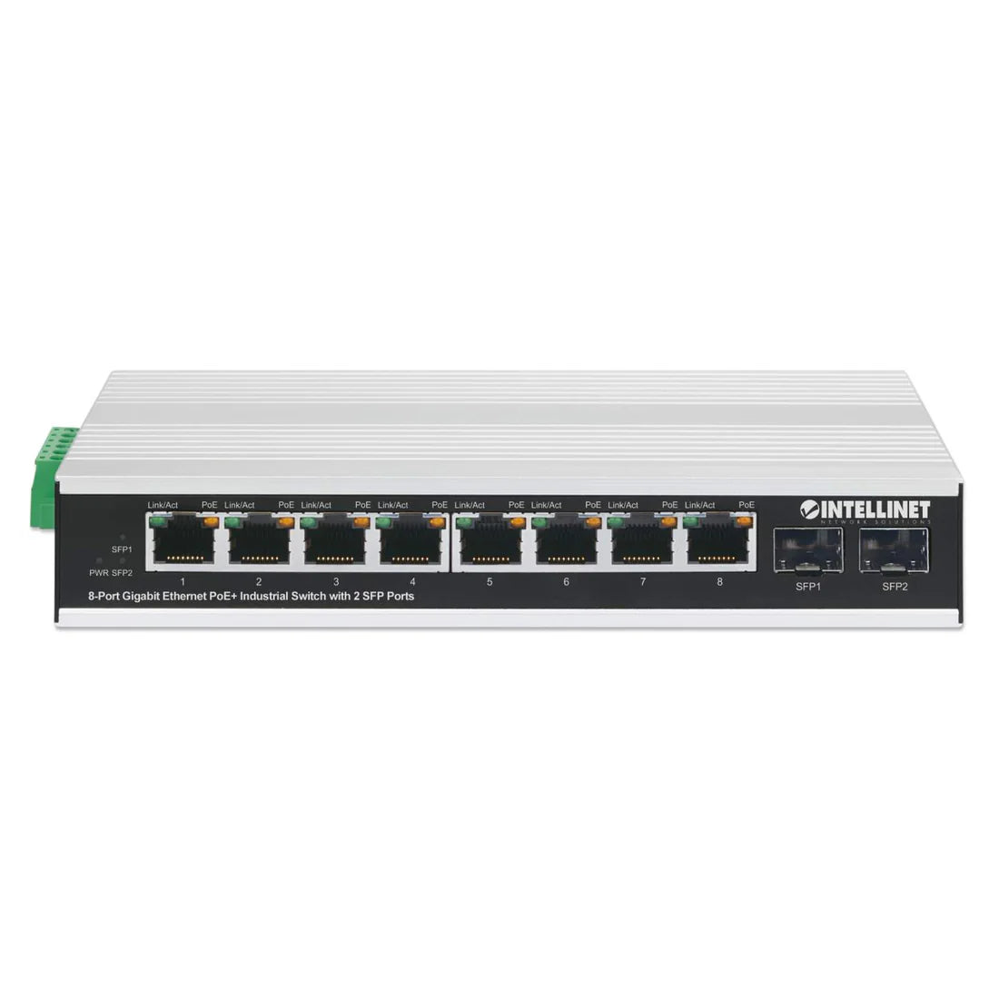 Intellinet 508261 8-Port Gigabit Ethernet PoE+ Industrial Switch with 2 SFP Ports