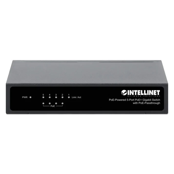 Intellinet 561082 PoE-Powered 5-Port Gigabit Switch with PoE Passthrough