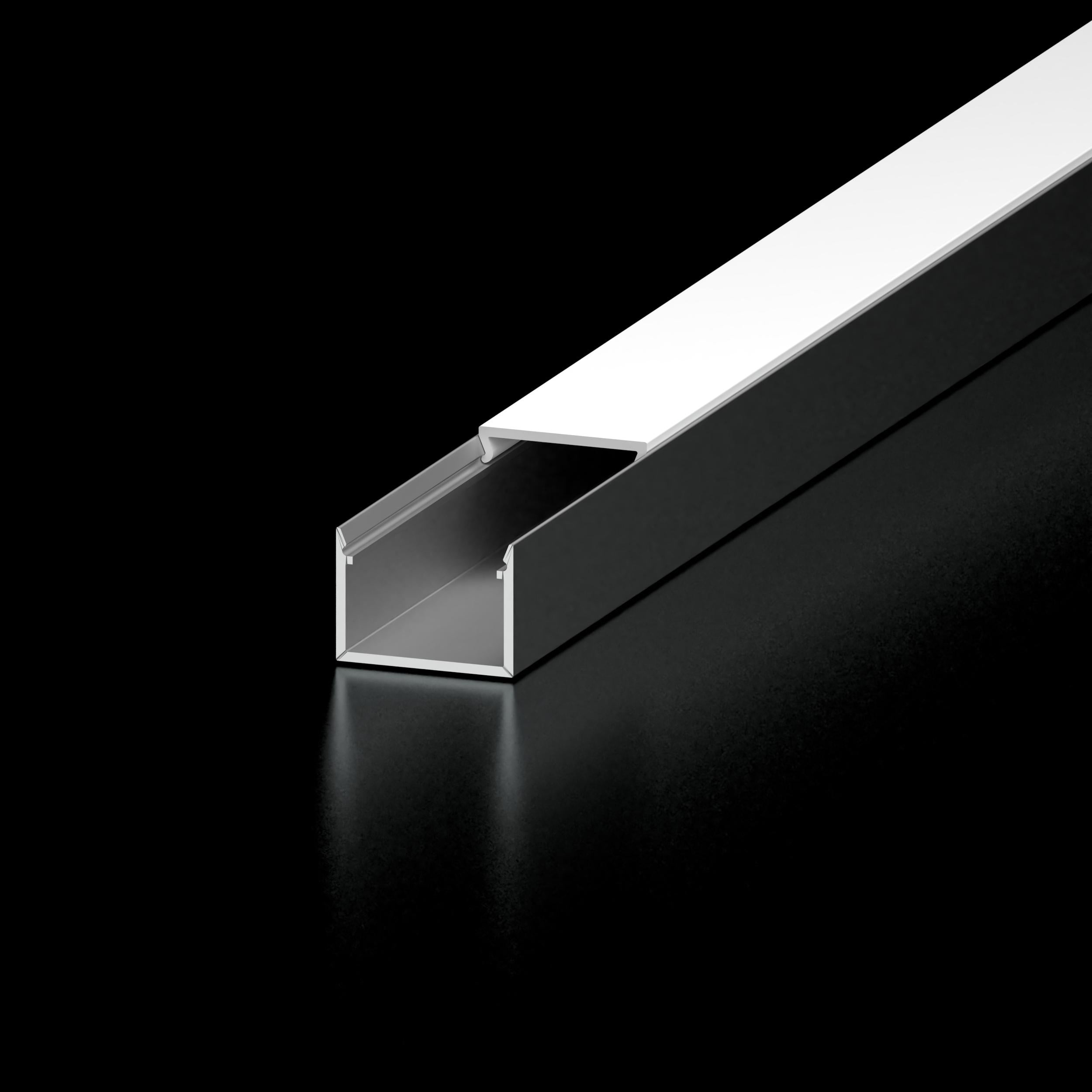 Diode Channel Bundle, S2, Aluminum Finish, Frosted Lens, Bundled with 2 open end caps, 2 closed end caps, 4 mounting clips, 4 mounting screws