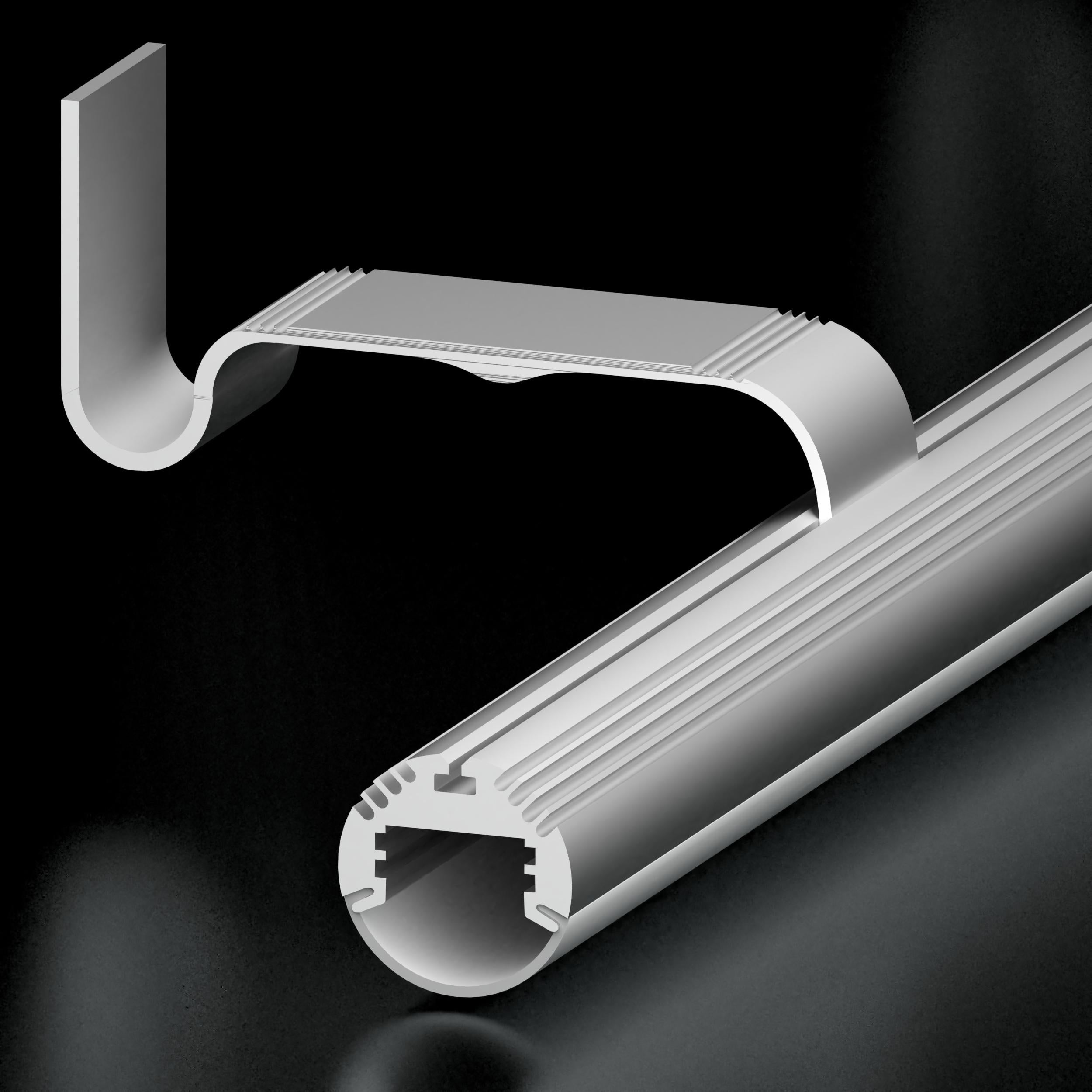 Diode Channel Bundle, WALL ROD, 79 in. piece, 24mm diameter, Frosted Lens, 1 open end cap, 1 closed end cap, 180 degree swivel bracket, and 2 wall brackets