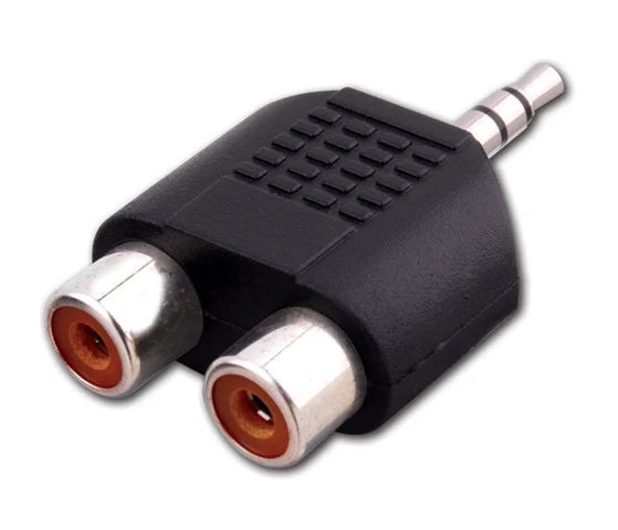 Vanco 3.5mm Stereo Plug tp (2) RCA Female Jacks Adapter