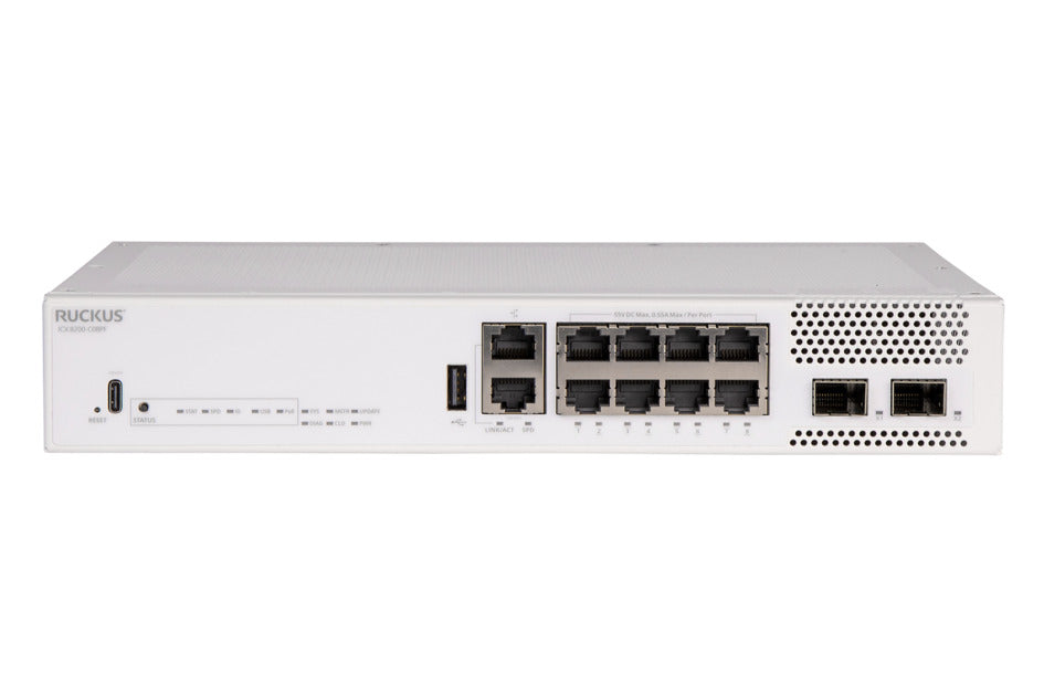 Ruckus ICX8200-C08PF 8-PRT POE 124W 2X10G SFP+