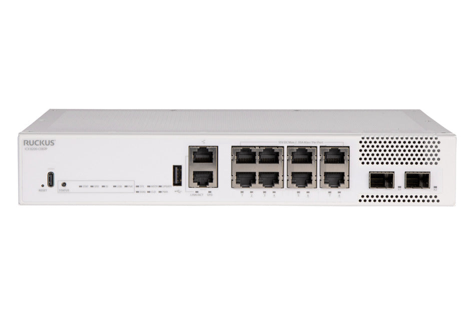 Ruckus ICX8200-C08ZP 8-PRT MG POE 2X25G SFP28