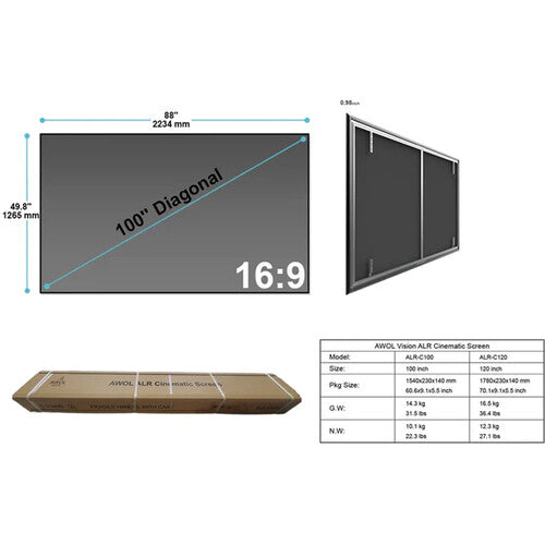 AWOL Vision ALR UST Cinematic Projector Screen 132"