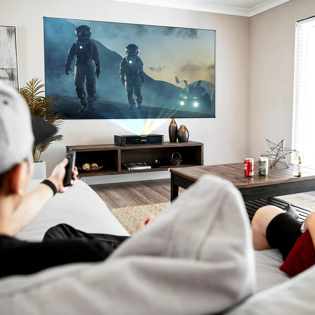 DD 100" 4K Ultra Short Throw Laser TV with Motorized ALR Screen & Furniture