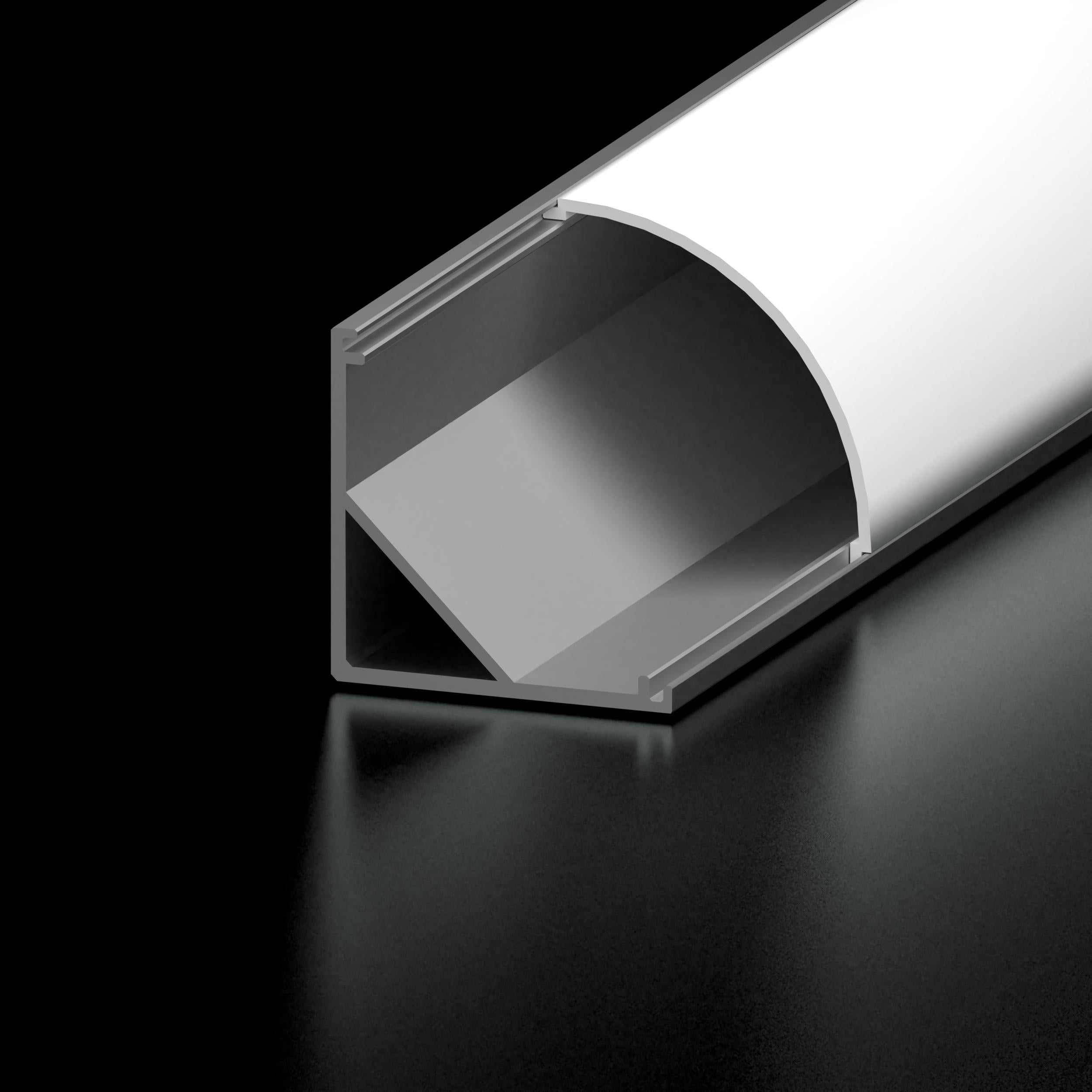 Diode Channel Bundle, 20mm ROUNDED CORNER, Frosted Cover, End Cap Pairs, Mounting Hardware