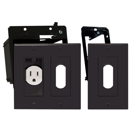 MidLite Décor Recessed Receptacle Double Gang Kit & Décor Wireport™, Black