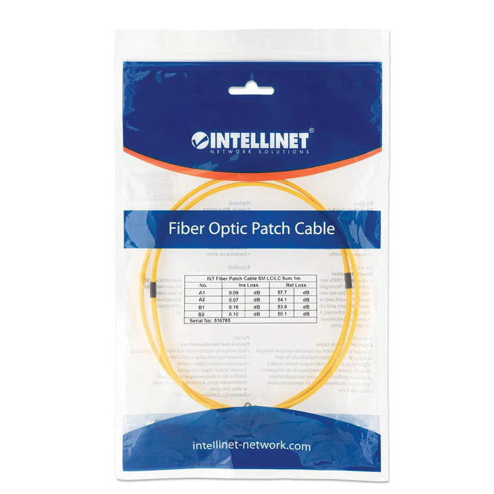 Intellinet 751674 3 m LC to LC UPC Fiber Optic Patch Cable, 2.0 mm, Duplex, OFNR, Singlemode BIF, Yellow