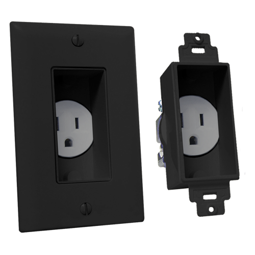 MidLite Single-Gang Décor Recessed Receptacle, Black