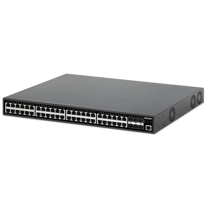 Intellinet 54-Port L2+ Fully Managed PoE+ Switch with 48 Gigabit Ethernet Ports and 6 SFP+ Uplinks