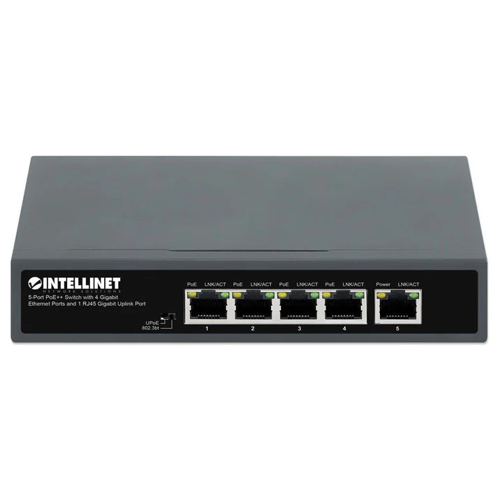 Intellinet 562010 5-Port PoE++ Switch with 4 Gigabit Ethernet Ports and 1 RJ45 Gigabit Uplink Port