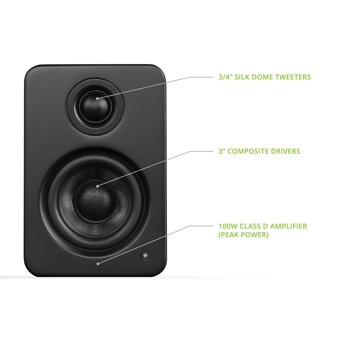 Kanto YU2MB 3" Driver - Powered Speakers with USB DAC and 3.5mm AUX - Matte Black