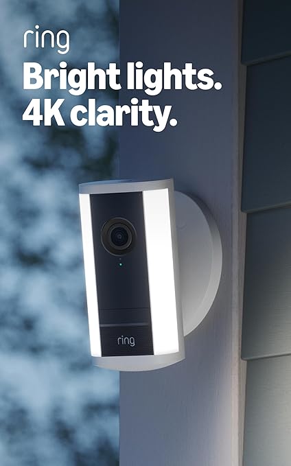 Ring Spotlight Cam Pro, Power over Ethernet (Newest Model), White