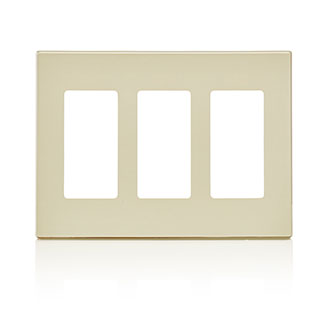 Leviton 80311 3-Gang Decora Plus Screwless Wallplate Polycarbonate