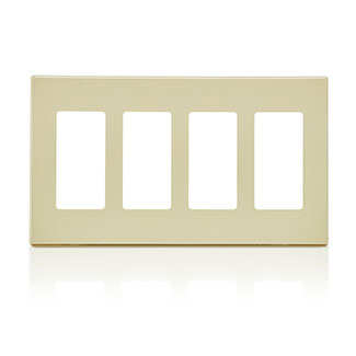 Leviton 80312 4-Gang Decora Plus Screwless Wallplate Polycarbonate