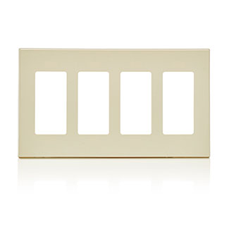 Leviton 80312 4-Gang Decora Plus Screwless Wallplate Polycarbonate
