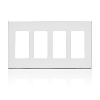 Leviton 80312 4-Gang Decora Plus Screwless Wallplate Polycarbonate