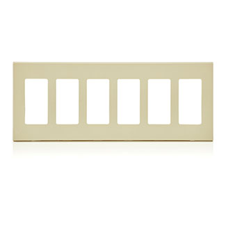 Leviton 80326 5-Gang Decora Plus Screwless Wallplate Polycarbonate