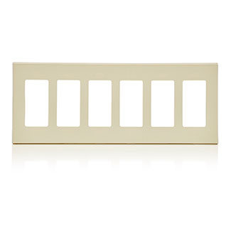 Leviton 80326 5-Gang Decora Plus Screwless Wallplate Polycarbonate