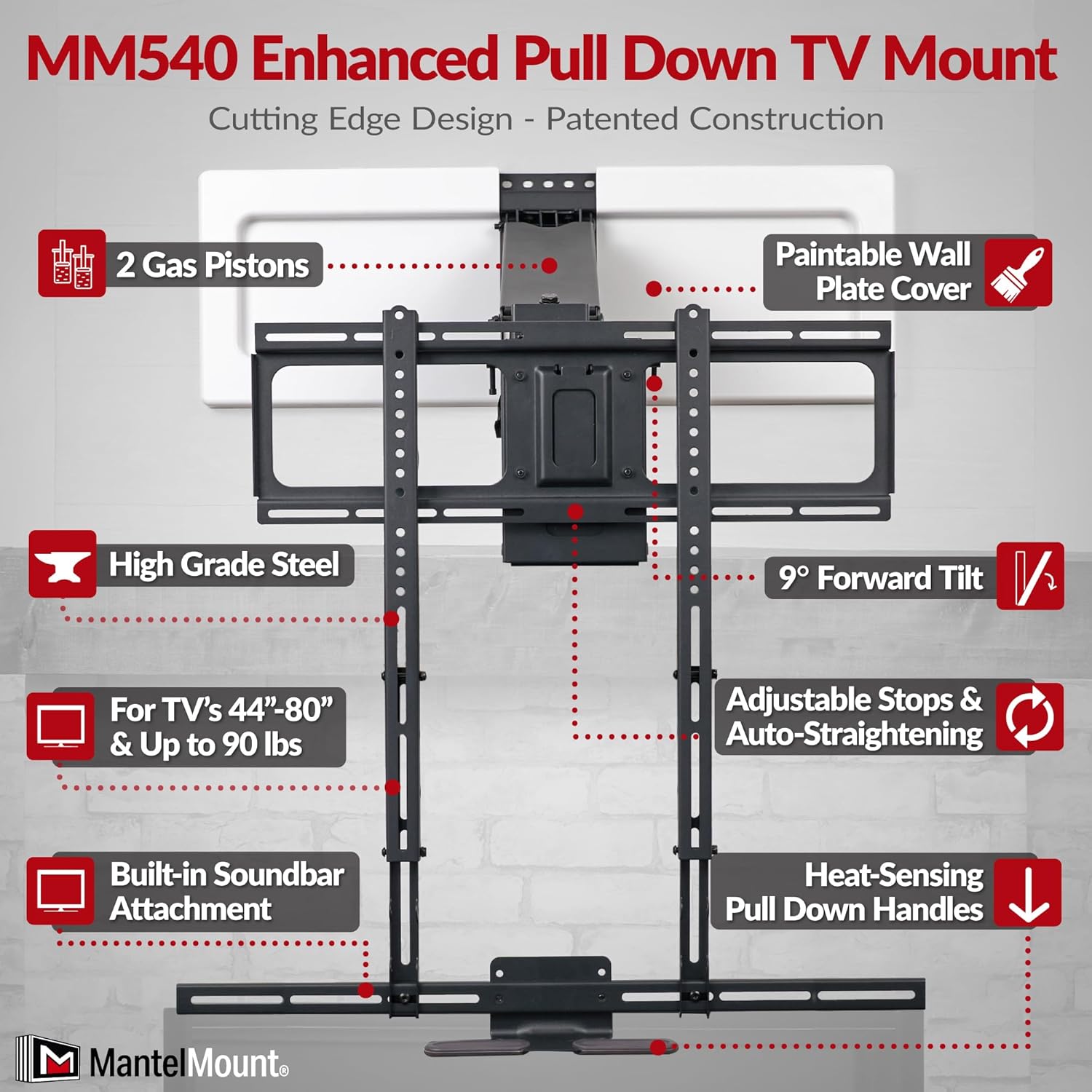 MantelMount Enhanced Pull Down TV Mount