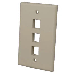 Vanco Multi-Meida Keystone Wall Plates- 3 Ports & Light Almond