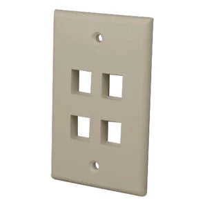 Vanco Multi-Media Keystone Wall Plates- 4 Ports & Light Almond