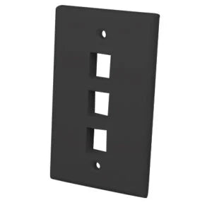 Vanco Multi-Meida Keystone Wall Plates- 3 Ports & Black