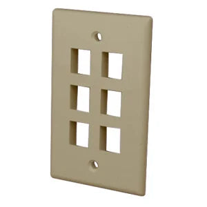 Vanco Multi-Media Keystone Wall Plates- 6 Ports & Ivory