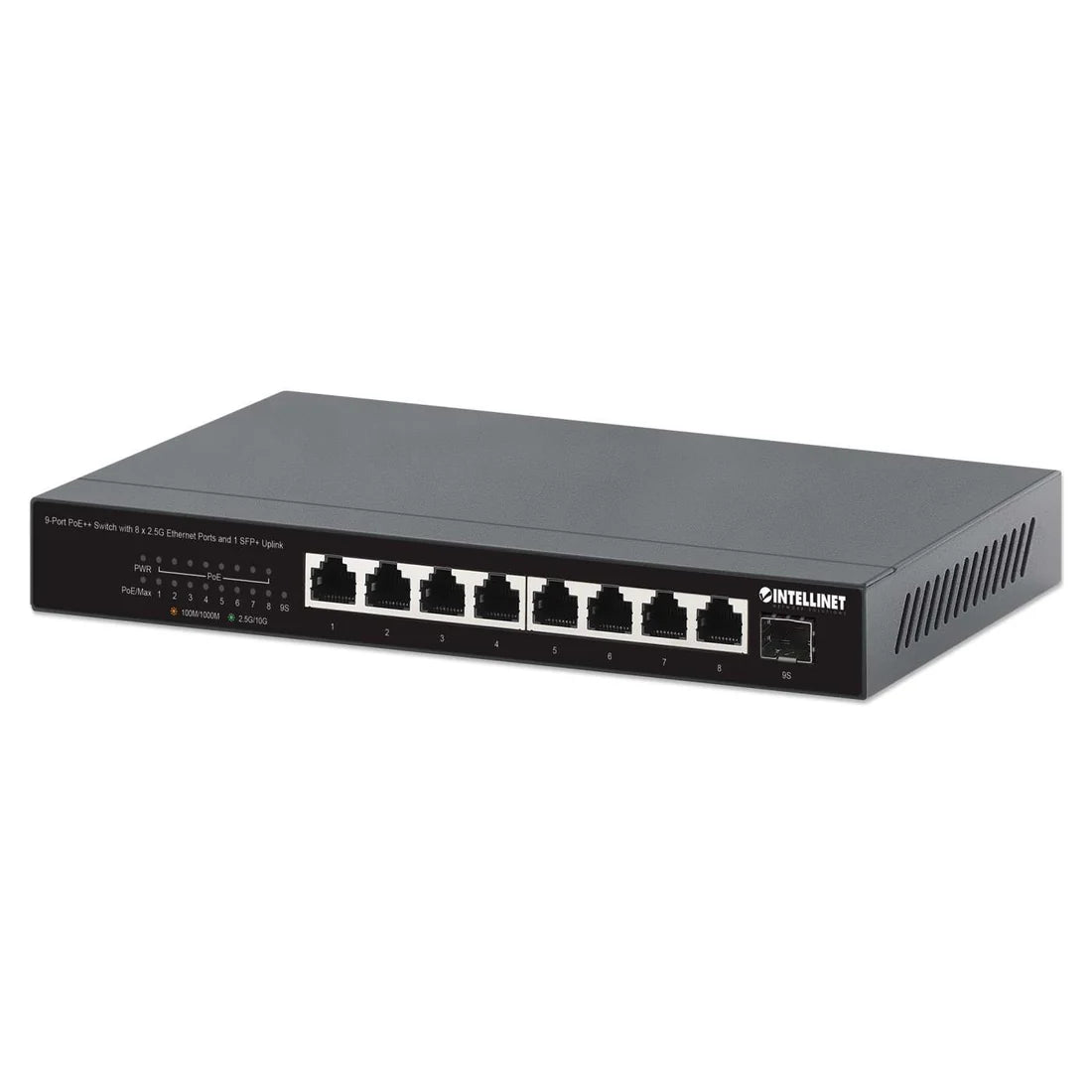 Intellinet 562140 9-Port PoE++ Switch with 8 x 2.5G Ethernet Ports and 1 SFP+ Uplink