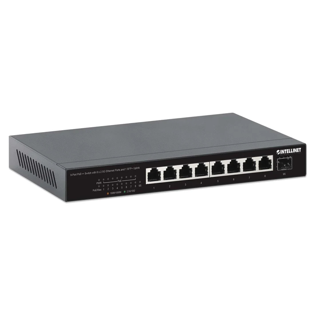 Intellinet 562140 9-Port PoE++ Switch with 8 x 2.5G Ethernet Ports and 1 SFP+ Uplink