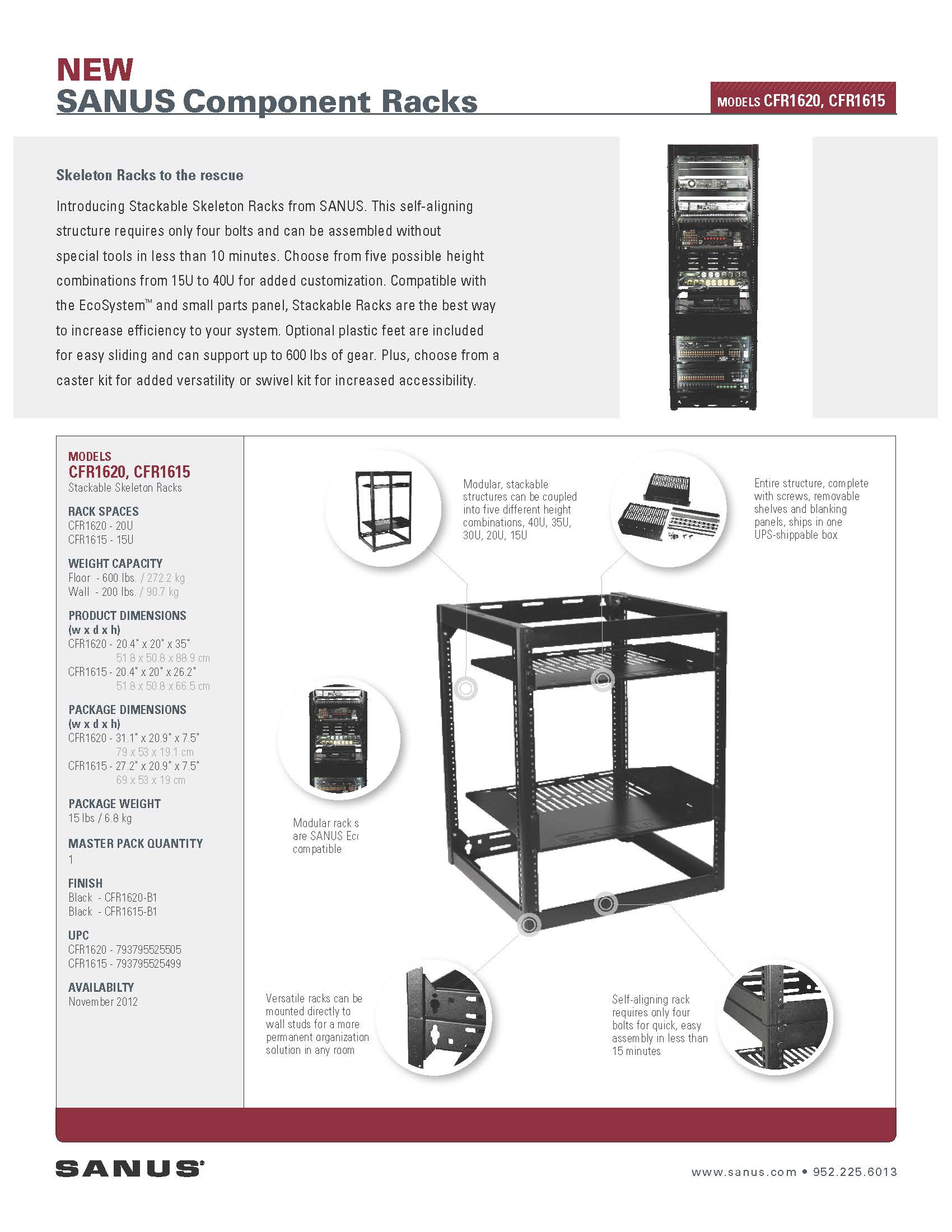 Sanus CFA16SM-B1 On-Wall Swing Out Rack Accessory