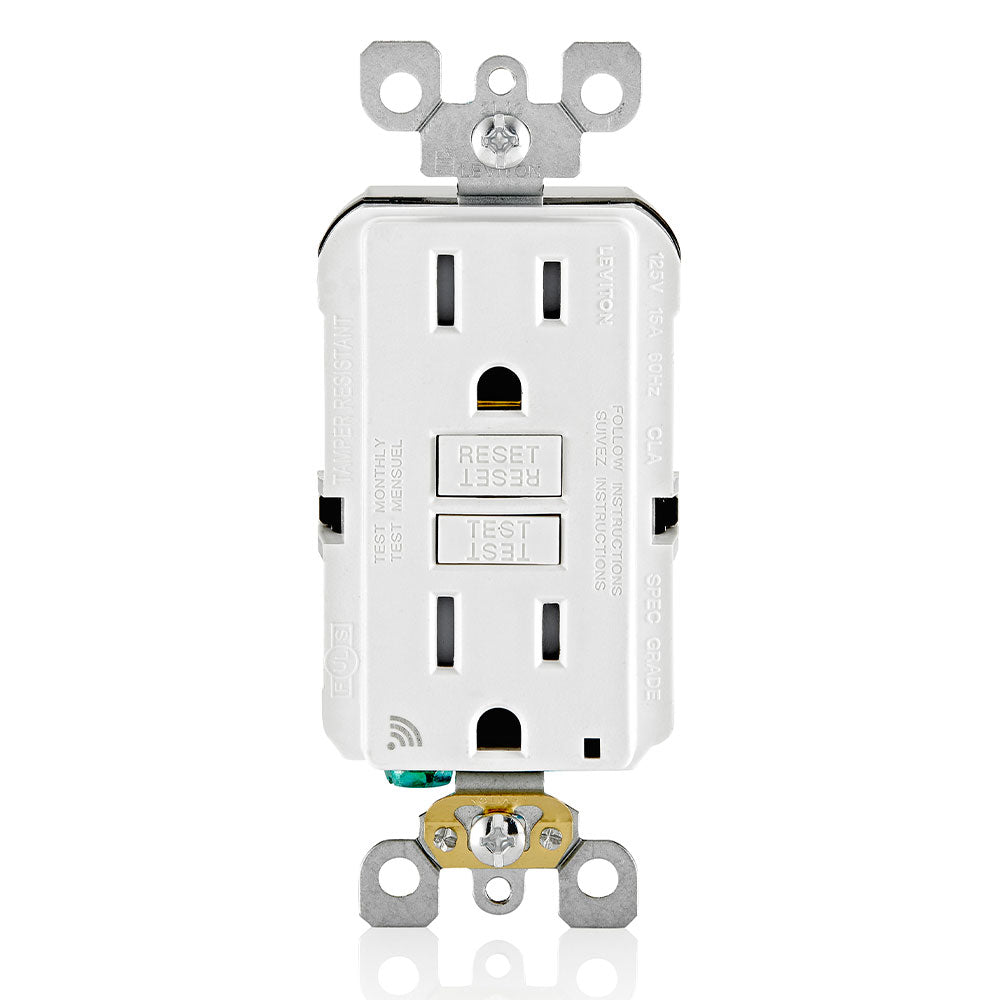 Leviton D2GF1-KW 15 Amp, Self Test, Tamper-Resistant Smart GFCI Outlet with LED Indicator Light