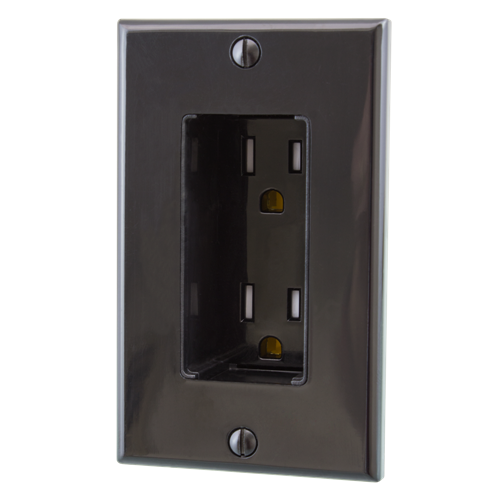 MidLite Tamper-Resistant Discreet Décor Recessed Outlet, Black