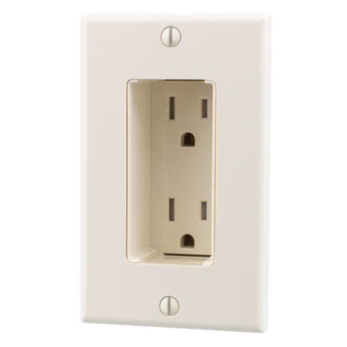 MidLite Tamper-Resistant Discreet Décor Recessed Outlet, Light Almond