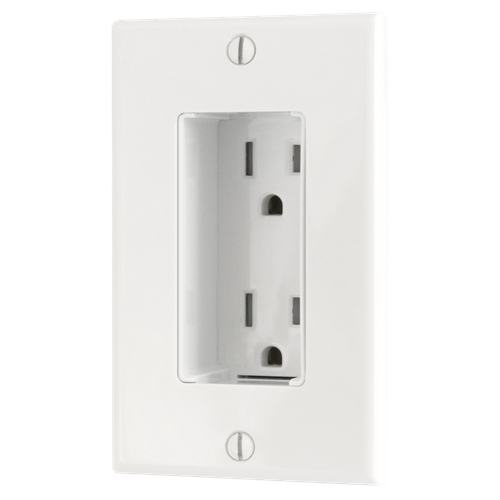 MidLite Tamper-Resistant Discreet Décor Recessed Outlet, White