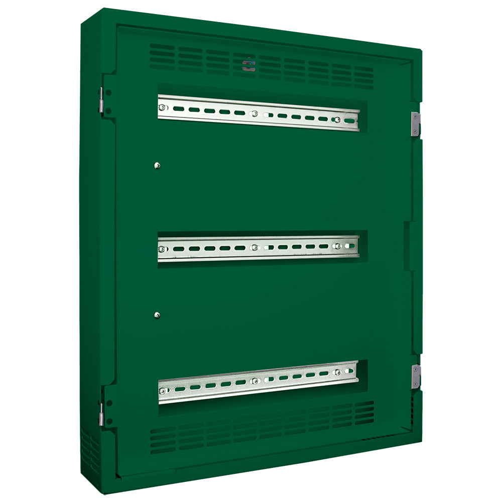 Leviton DINRK-A03 DIN Rail Rack Mount Enclosure, Medium, 21” x 25” with (3) 13.7” (35cm) rails