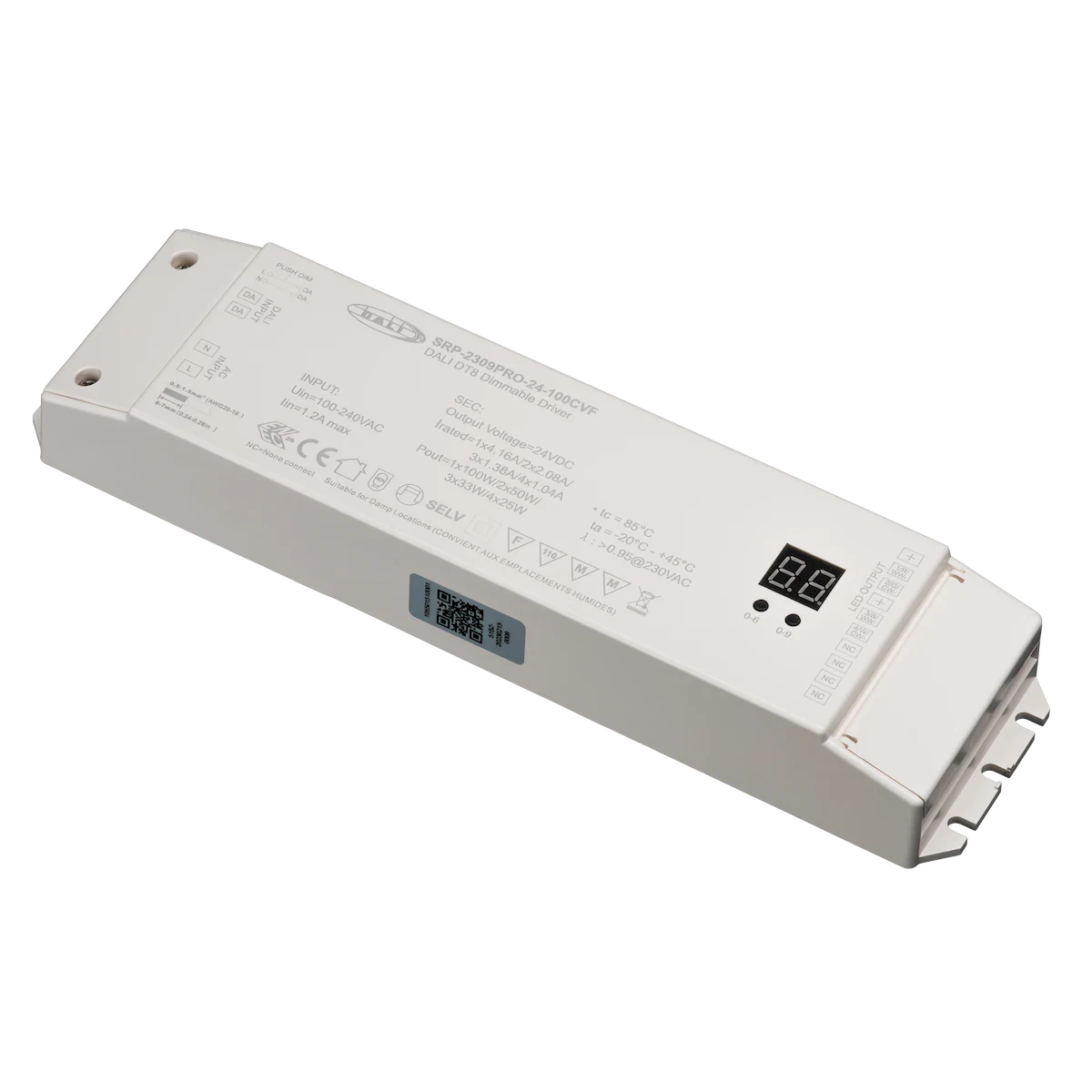 Proluxe PLX-DR100-24-DEC-DALI-4CH DALI-2 Certified DT8 100W 24VDC CV Dimmable LED Driver + 4-Channel Decoder