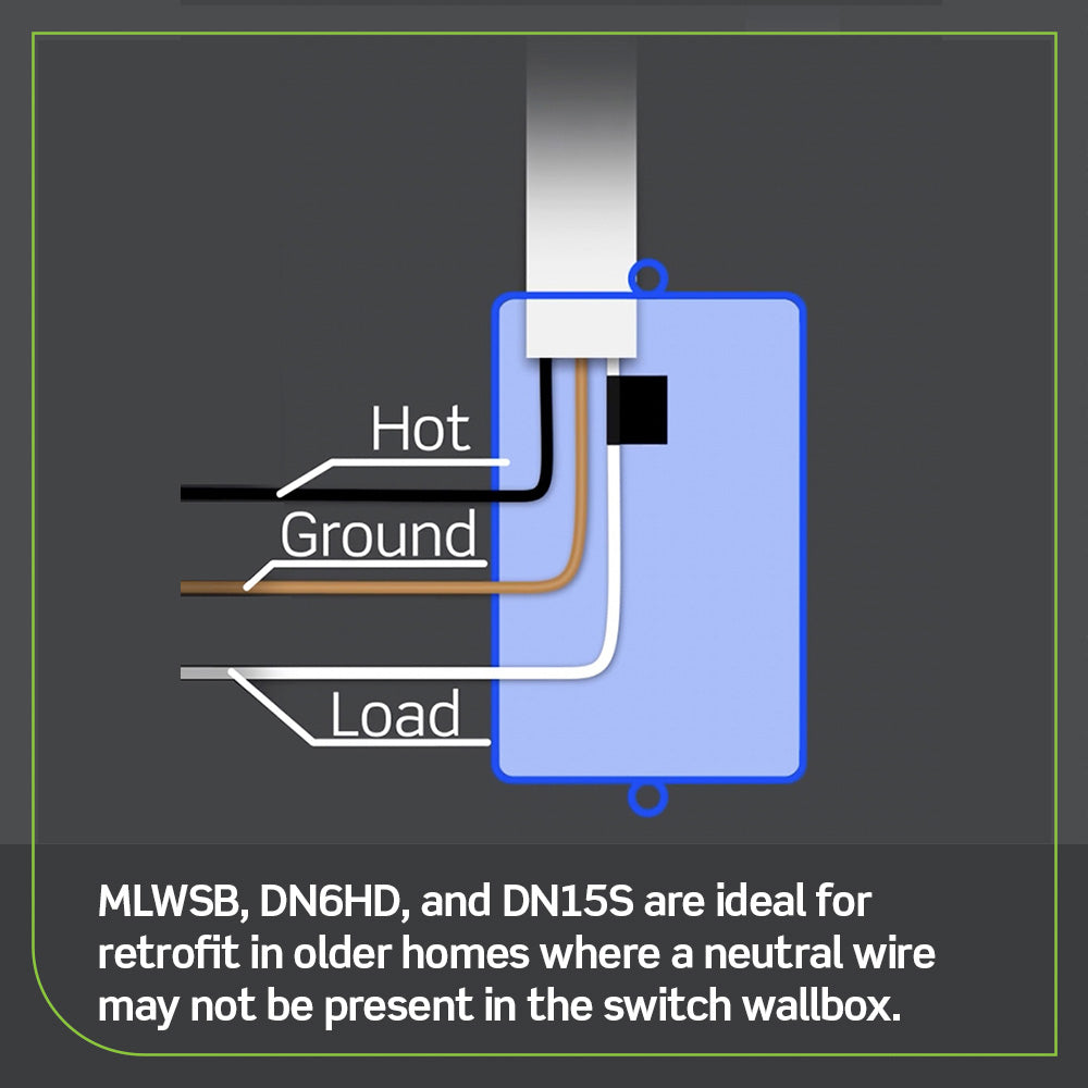 Leviton DN6HD-1BW No-Neutral Decora Smart Dimmer Switch, Requires MLWSB Wi-Fi Bridge
