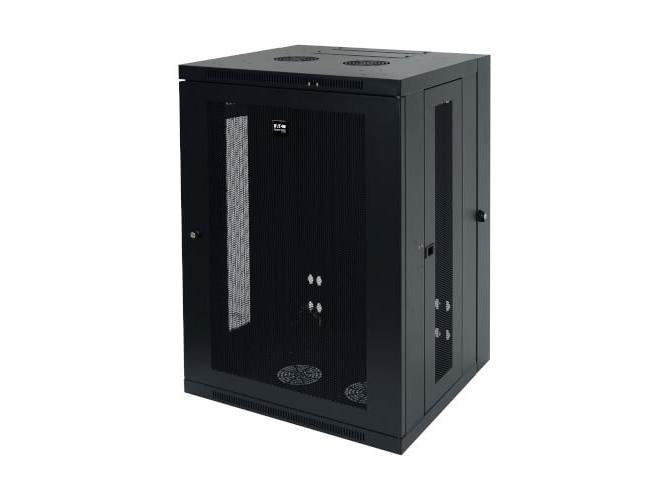 Eaton Tripp Lite Series SmartRack 18U Low-Profile Switch-Depth Wall-Mount Rack Enclosure Cabinet, Hinged Back