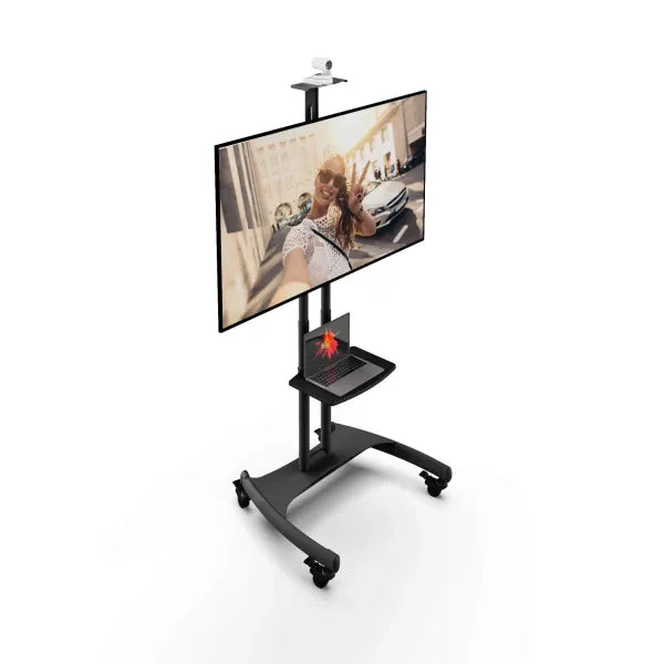 Kanto MTM65PL Height Adjustable Mobile TV Cart with Adjustable Shelf for 37" - 65" TVs, Black
