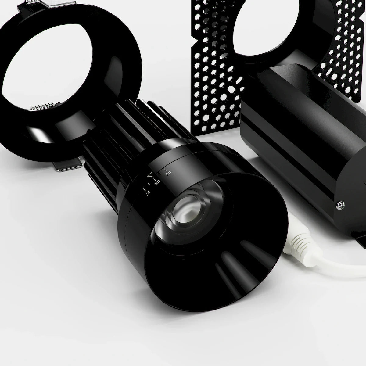 Proluxe PLX-RHYM-DLR-ZOM-15-2450-5CCT-3-BK BEAM ANGLE ADJUSTABLE, 3" ROUND SEAMLESS MODULE W/ MUD-RING & TRIM-RING, 15W, 24° - 50° BEAM ANGLE, BLACK FINISH 5CCT (2700K/3000K/3500K/4000K/5000K)