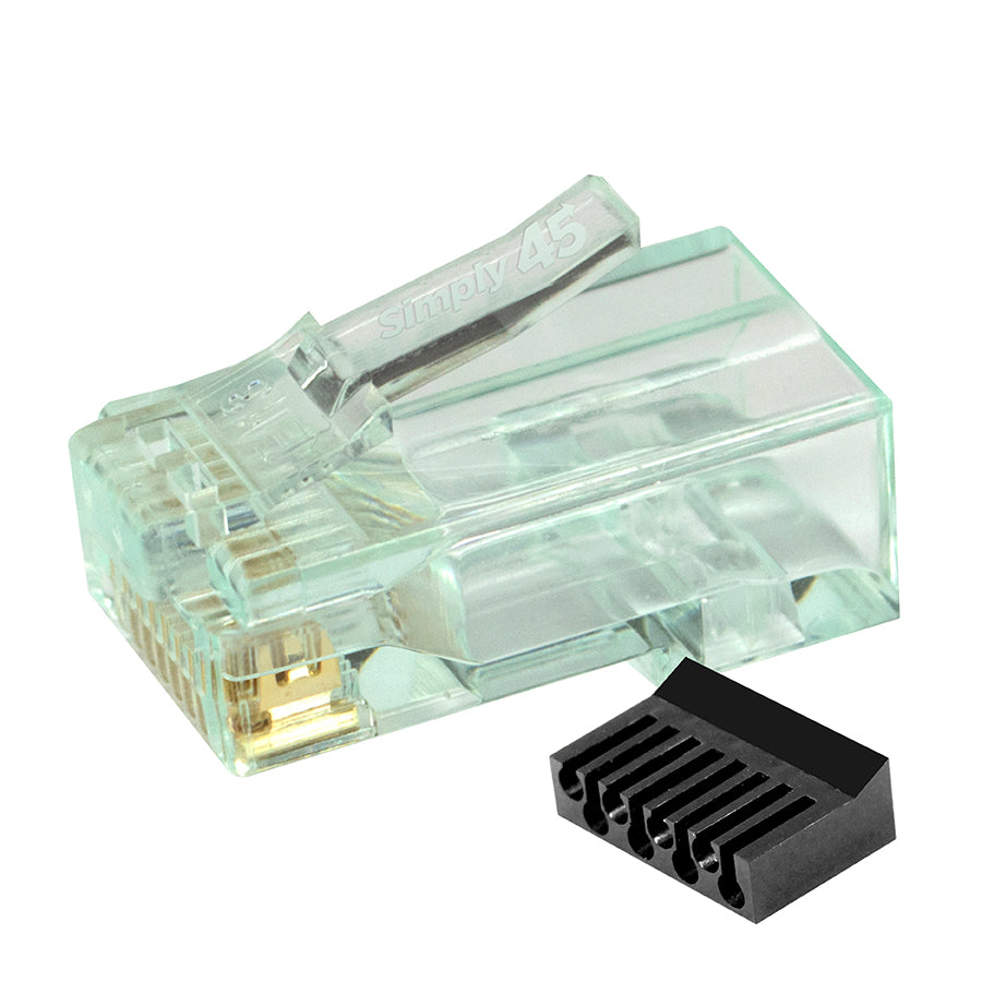 Simply45 Standard Cat6/6a UTP RJ45 Modular Plugs with Bar45™ Hi/Lo Stagger, Green Tint - 100pcs/Jar